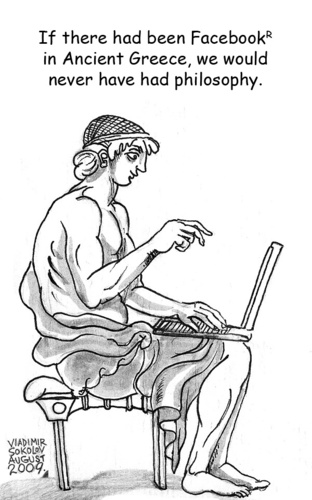 Cartoon: Ancient Greek Facebook (medium) by viconart tagged philosophy,greek,facebook,laptop,cartoon,viconart