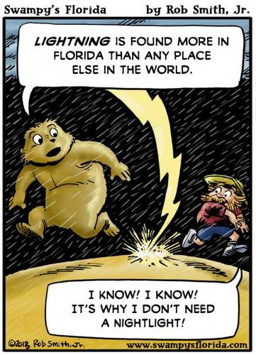 Cartoon: Swampys Florida Webcomic (medium) by RobSmithJr tagged florida,cartoon,weather,comic,webcomic,lightning,travel,tourist,tourism,tour,visit,pasco