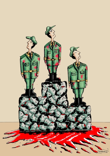 Cartoon: WAR  RACISM (medium) by Recep ÖZCAN tagged racism,war,peace,win