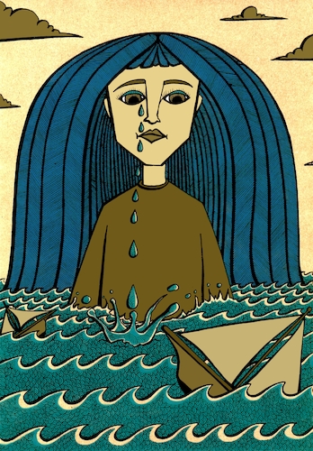 Cartoon: Tears into Waves (medium) by Recep ÖZCAN tagged women