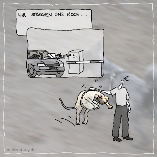 Cartoon: wir sprechen uns noch (medium) by kika tagged auto,parken,parkhaus,hund,hundesport,agility