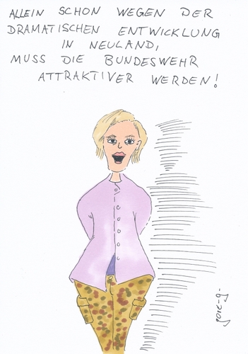 Cartoon: Attraktivität der Bundeswehr (medium) by gore-g tagged bundeswehr,attraktivität,neuland,von,der,leyen