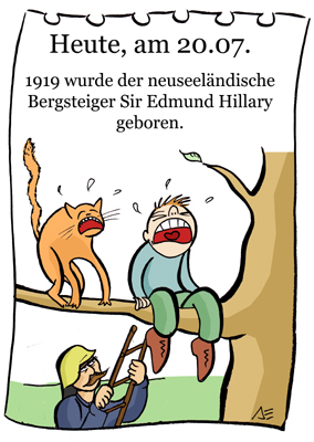 Cartoon: 20. juli (medium) by chronicartoons tagged hillary,mount,everest,bergsteiger,cartoon
