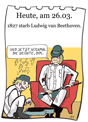 Cartoon: 26. März (medium) by chronicartoons tagged beethoven,clockwork,orange,peanuts,alex,dim,klassik,musik,chronicartoons