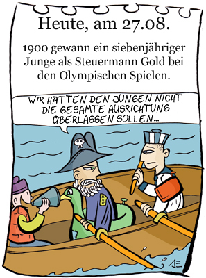 Cartoon: 27. August (medium) by chronicartoons tagged olympiade,ruderer