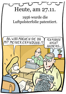 Cartoon: 27. November (medium) by chronicartoons tagged luftpolsterfolie,cartoon