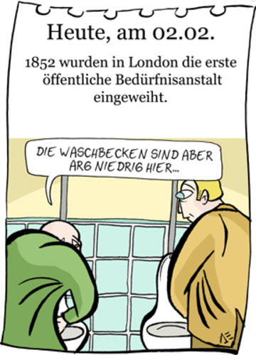Cartoon: 2. Februar (medium) by chronicartoons tagged klo,pissoir,wc,cartoon