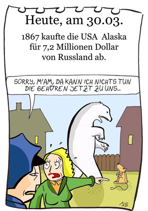 Cartoon: 30. März (medium) by chronicartoons tagged alaska,usa,eisbär,russland,polizei,hund,chronicartoons