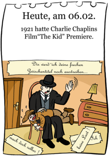 Cartoon: 6. Februar (medium) by chronicartoons tagged charlie,chaplin,the,kid,stummfilm,cartoon
