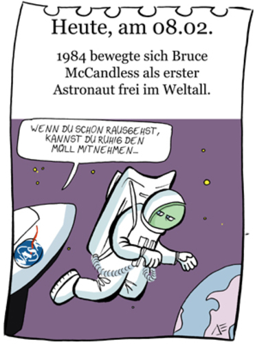 Cartoon: 7. Februar (medium) by chronicartoons tagged all,weltraum,raumfahrt,cartoon