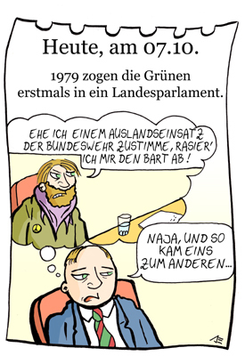 Cartoon: 7. Oktober (medium) by chronicartoons tagged grüne,parlament,politik,cartoon