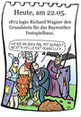Cartoon: 22.Mai (small) by chronicartoons tagged bayreuth,wagner,nibelungen,walküre,klassik,cartoon