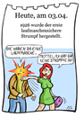 Cartoon: 3. April (small) by chronicartoons tagged strumpf,laufmasche,ohrfeige,cartoon