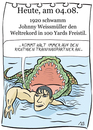Cartoon: 4. August (small) by chronicartoons tagged weissmüller,tarzan,schwimmen