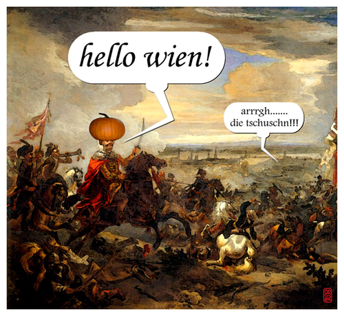 Cartoon: hello wien! (medium) by zenundsenf tagged walter,zenundsenf,zensenf,zenf,türken,turks,wien,hello,halloween,helloween,andi