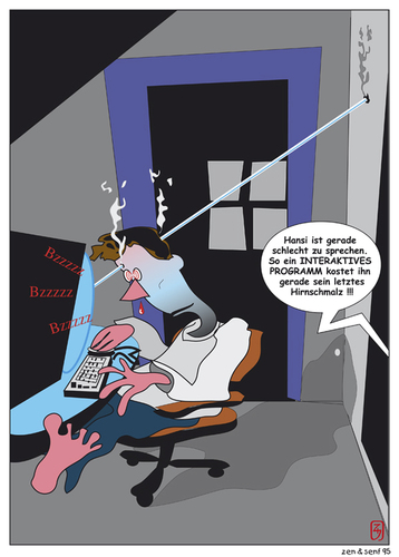 Cartoon: interaktiv (medium) by zenundsenf tagged computer,games,laser,zenf,zensenf,zenundsenf