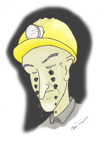 Cartoon: COAL MINER (medium) by huseyinalparslan tagged coal,miner,collier,hewer