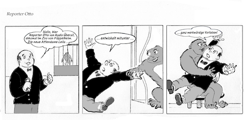 Cartoon: Affenliebe oder Neulich im Zoo (medium) by arno tagged affen,liebe,tierliebe