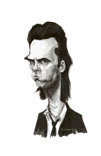 Cartoon: Nick Cave (medium) by Martynas Juchnevicius tagged nick,cave,singer,caricature,painting,digital