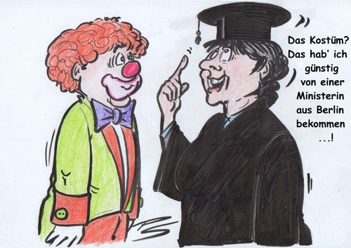 Cartoon: Kostüm mit Doktorhut (medium) by Peter Schnitzler tagged politik,gesellschaft,persönlichkeit