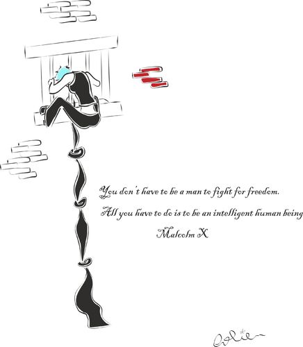 Cartoon: Dolie- Quote illustrated-Freedom (medium) by Dolie tagged freedom