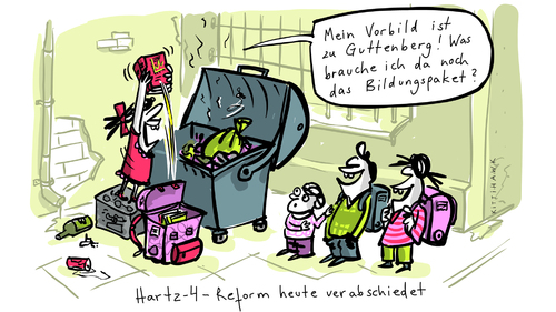 Cartoon: bildungspaket (medium) by kittihawk tagged hartz,bildungspaket,verabschiedet,guttenberg,bildung,haha,hartz,bildungspaket,guttenberg,bildung,ausbildung