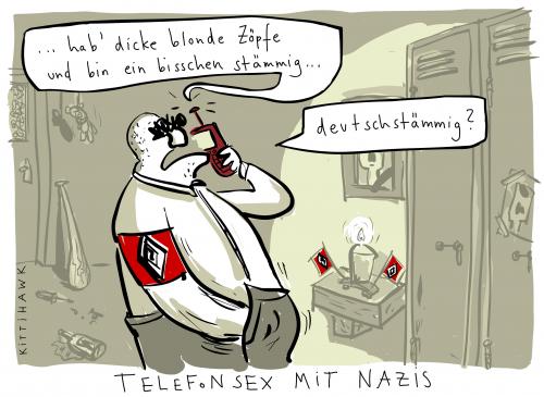 Cartoon: deutschstämmig (medium) by kittihawk tagged telefonsex,nazi,rechtsradikal,deutsch,deutschstämmig