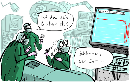 Cartoon: Euro (medium) by kittihawk tagged kittihawk,2015,schweizer,börse,stürzt,ab,eurokurs,fällt,drama,finanzmärkte,schweiz,europa,operation,blutdruck,schock,währung,wechselkurs,op,krankenhaus,tisch,geräte,screen,kittihawk,2015,schweizer,börse,stürzt,ab,eurokurs,fällt,drama,finanzmärkte,schweiz,europa,operation,blutdruck,schock,währung,wechselkurs,op,krankenhaus,tisch,geräte,screen