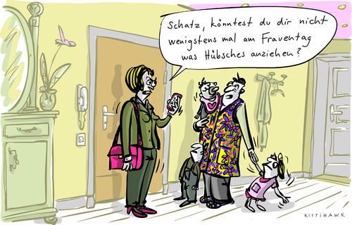 Cartoon: Frauentag (medium) by kittihawk tagged kittihawk,2015,frauentag,frauenquote,welt,schatz,was,hübsches,abziehen,mann,frau,business,haushalt,kinder,vereinbarkeit,familie,beruf,aufsichtsrat,kittel,zu,hause,job,arbeitsteilung,kittihawk,2015,frauentag,frauenquote,welt,schatz,was,hübsches,abziehen,mann,frau,business,haushalt,kinder,vereinbarkeit,familie,beruf,aufsichtsrat,kittel,zu,hause,job,arbeitsteilung