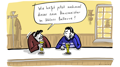 Cartoon: hausmeister bellevue (medium) by kittihawk tagged joachim,gauck,wahl,zum,bundespräsidenten,schloss,bellevue,hausmeister,bundesversammlung,berlin,joachim gauck,wahl,bundespräsidenten,bellevue,joachim,gauck