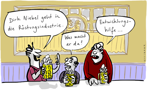 Cartoon: Niebel (medium) by kittihawk tagged kittihawk,2014,dirk,niebel,rüstungsindustrie,rheinmetall,politik,wirtschaft,fdp,entwicklungshilfe,kneipe,feierabend,bier,kittihawk,2014,dirk,niebel,rüstungsindustrie,rheinmetall,politik,wirtschaft,fdp,entwicklungshilfe,kneipe,feierabend,bier