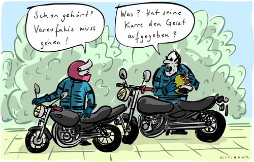 Cartoon: Rücktritt Varoufakis (medium) by kittihawk tagged ofen,heißer,maschine,moped,helm,kaputt,aufgegeben,geist,karre,gehen,muss,motorrad,referendum,rücktritt,griechenland,finanzminister,janis,varoufakis,2015,kittihawk,kittihawk,2015,rücktritt,varoufakis