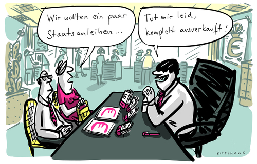 Cartoon: Staatsanleihen (medium) by kittihawk tagged kittihawk,2015,ezb,staatsanleihen,kauf,kittihawk,2015,ezb,staatsanleihen,kauf