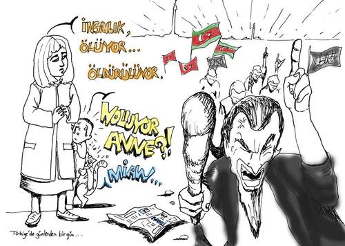 Cartoon: DEMOKRASI-SIZ GÜNLER (medium) by Bern tagged daesh,turkey,turkiye,insanlik,humanity