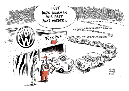 Cartoon: Abgas-Skandal und VW Rückruf (medium) by Schwarwel tagged abgas,affäre,bei,vw,volkswagen,betrug,auto,kfz,autobauer,hersteller,wolfsburg,us,usa,umweltbehörde,umwelt,natur,zerstörung,klima,karikatur,schwarwel,rückruf,werkstatt,autowerkstatt,tüv,abgas,affäre,bei,vw,volkswagen,betrug,auto,kfz,autobauer,hersteller,wolfsburg,us,usa,umweltbehörde,umwelt,natur,zerstörung,klima,karikatur,schwarwel,rückruf,werkstatt,autowerkstatt,tüv