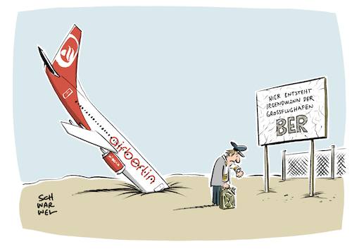 Cartoon: Air Berlin Insolvenz (medium) by Schwarwel tagged air,berlin,fluglinie,flug,flugzeug,ber,insolvenz,bundesregierung,kredit,fluggesellschaft,konzern,unternehmen,firma,reise,urlaub,tourismus,urlauber,passagiere,kapitän,wirtschaft,finanzen,finanzdesaster,insolvent,flugbetrieb,insolvenzantrag,lufthansa,bundesverkehrsminister,alexander,dobrindt,airline,airlines,etihad,brigitte,zypries,investment,aktionär,aktie,fliegen,billigflieger,billigflug,handel,börse,karikatur,schwarwel,air,berlin,fluglinie,flug,flugzeug,ber,insolvenz,bundesregierung,kredit,fluggesellschaft,konzern,unternehmen,firma,reise,urlaub,tourismus,urlauber,passagiere,kapitän,wirtschaft,finanzen,finanzdesaster,insolvent,flugbetrieb,insolvenzantrag,lufthansa,bundesverkehrsminister,alexander,dobrindt,airline,airlines,etihad,brigitte,zypries,investment,aktionär,aktie,fliegen,billigflieger,billigflug,handel,börse,karikatur,schwarwel