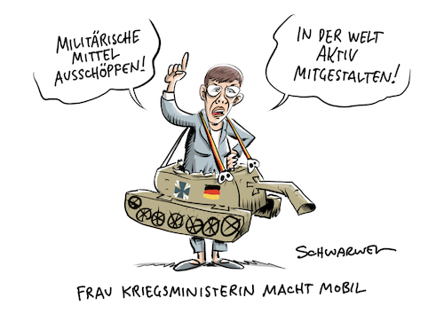 Cartoon: AKK Verteidigungspolitik (medium) by Schwarwel tagged akk,kramp,karrenbauer,verteidigungsministerin,verteidigung,militr,krieg,frieden,soldaten,armee,bundeswehr,gewehr,panzer,militäreinsatz,cartoon,karikatur,schwarwel,akk,kramp,karrenbauer,verteidigungsministerin,verteidigung,militr,krieg,frieden,soldaten,armee,bundeswehr,gewehr,panzer,militäreinsatz,cartoon,karikatur,schwarwel