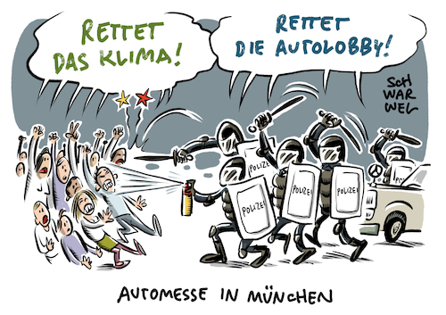 Cartoon: Automesse IAA Polizei Demo (medium) by Schwarwel tagged automesse,iaa,münchen,polizei,polizeieinsatz,polizeigewalt,demo,demonstration,umwelt,umweltschutz,umweltzerstörung,umweltaktivisten,natur,naturschutz,klimawandel,klimagegner,klimaleugner,klimaaktivisten,klimapolitik,klimaschützer,auto,autos,automobilindustrie,co2,emission,cartoon,karikatur,schwarwel,automesse,iaa,münchen,polizei,polizeieinsatz,polizeigewalt,demo,demonstration,umwelt,umweltschutz,umweltzerstörung,umweltaktivisten,natur,naturschutz,klimawandel,klimagegner,klimaleugner,klimaaktivisten,klimapolitik,klimaschützer,auto,autos,automobilindustrie,co2,emission,cartoon,karikatur,schwarwel