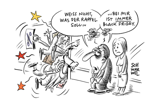 Cartoon: Black Friday Schnäppchenjagd (medium) by Schwarwel tagged black,friday,schnäppchenjagd,schnäppchen,einzelhandel,konsum,konsumenten,handel,depression,läden,ladengeschäfte,onlinehandel,shopping,rabatt,rabatte,wirtschaft,geld,finanzen,preise,preisvergleich,cartoon,karikatur,schwarwel,black,friday,schnäppchenjagd,schnäppchen,einzelhandel,konsum,konsumenten,handel,depression,läden,ladengeschäfte,onlinehandel,shopping,rabatt,rabatte,wirtschaft,geld,finanzen,preise,preisvergleich,cartoon,karikatur,schwarwel