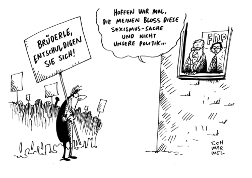 Brüderle Fdp Sexismus Vorwurf Von Schwarwel Politik Cartoon Toonpool 1334