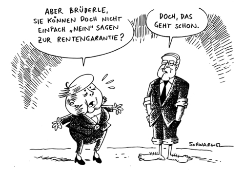 Cartoon: Brüderles Vorstoß (medium) by Schwarwel tagged brüderle,vorstoß,rente,rentengarantie,forderung,höhere,löhne,lohn,karikatur,schwarwel