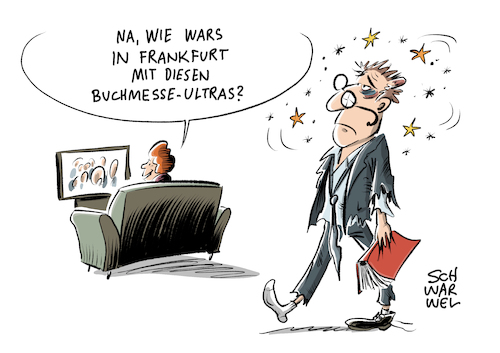 Cartoon: Buchmesse rechte linke Gruppen (medium) by Schwarwel tagged frankfurter,buchmesse,literatur,lesen,bücher,kunst,medien,rechts,nazi,nazis,nationalsozialisten,rechtsextrem,rechtsextremismus,populisten,rechtspopulisten,rechtspopulismus,hitler,rassisten,rassenhass,braun,sieg,heil,braunes,gedankengut,antaios,verlag,links,linksextrem,demo,demonstration,karikatur,schwarwel,frankfurter,buchmesse,literatur,lesen,bücher,kunst,medien,rechts,nazi,nazis,nationalsozialisten,rechtsextrem,rechtsextremismus,populisten,rechtspopulisten,rechtspopulismus,hitler,rassisten,rassenhass,braun,sieg,heil,braunes,gedankengut,antaios,verlag,links,linksextrem,demo,demonstration,karikatur,schwarwel