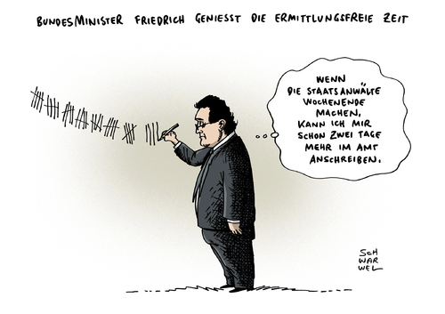 Cartoon: Bundesminister Friedrich (medium) by Schwarwel tagged fall,edathy,ermittlungen,rücktritt,karikatur,schwarwel,bundesminister,minister,friedrich,staatsanwalt,recht,gesetz,kariaktur,fall,edathy,ermittlungen,rücktritt,karikatur,schwarwel,bundesminister,minister,friedrich,staatsanwalt,recht,gesetz,kariaktur