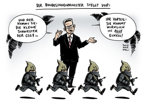 Cartoon: Bundespolizei GSG9 (medium) by Schwarwel tagged bundespolizei,gsg9,innenminister,planung,schwester,karikatur,schwarwel,bundespolizei,gsg9,innenminister,planung,schwester,karikatur,schwarwel