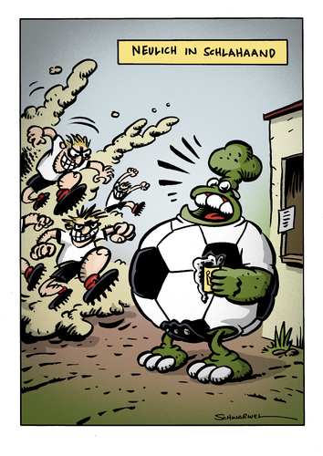 Cartoon: Cartoon von Schwarwel (medium) by Schwarwel tagged vartoon,schwarwel,swampie,witz,lustig,fußball,wm,weltmeisterschaft,bier,schland,deutschland,trikot,fußball,wm,weltmeisterschaft,bier,schland,deutschland,trikot,fussball,sport,ball,mannschaft,trainer