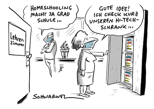 Corona Homeschooling Von Schwarwel Forschung Technik Cartoon Toonpool