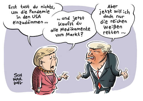 Cartoon: Corona Trump Remdesivir (medium) by Schwarwel tagged corona,coronavirus,coronakrise,pandemie,covid19,merkel,bundeskanzlerin,trump,us,usa,america,amerika,remdesivir,impfung,impfstoff,infektionen,hamsterkäufe,medikament,gilead,therapie,cartoon,karikatur,schwarwel,corona,coronavirus,coronakrise,pandemie,covid19,merkel,bundeskanzlerin,trump,us,usa,america,amerika,remdesivir,impfung,impfstoff,infektionen,hamsterkäufe,medikament,gilead,therapie,cartoon,karikatur,schwarwel