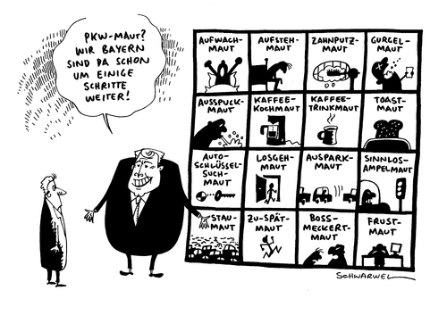 Cartoon: CSU für SPD gegen PKW Maut (medium) by Schwarwel tagged csu,für,spd,gegen,pkw,maut,karikatur,schwarwel,csu,für,spd,gegen,pkw,maut,karikatur,schwarwel