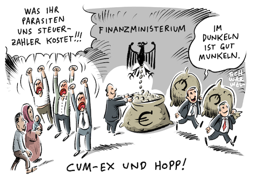 Cartoon: Cum Ex Skandal Betrug (medium) by Schwarwel tagged cum,ex,skandal,betrug,bank,banken,banker,börse,börsenmakler,anwalt,statt,finanzen,fiskus,geld,milliarden,euro,finanzkriminalität,steuer,steuertricks,steuerskandal,aktionär,aktionäre,aktie,organisierte,kriminalität,verbrechen,karikatur,schwarwel,cum,ex,skandal,betrug,bank,banken,banker,börse,börsenmakler,anwalt,statt,finanzen,fiskus,geld,milliarden,euro,finanzkriminalität,steuer,steuertricks,steuerskandal,aktionär,aktionäre,aktie,organisierte,kriminalität,verbrechen,karikatur,schwarwel