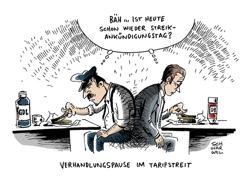 DB GDL Bahn Tarifstreit von Schwarwel Wirtschaft Cartoon